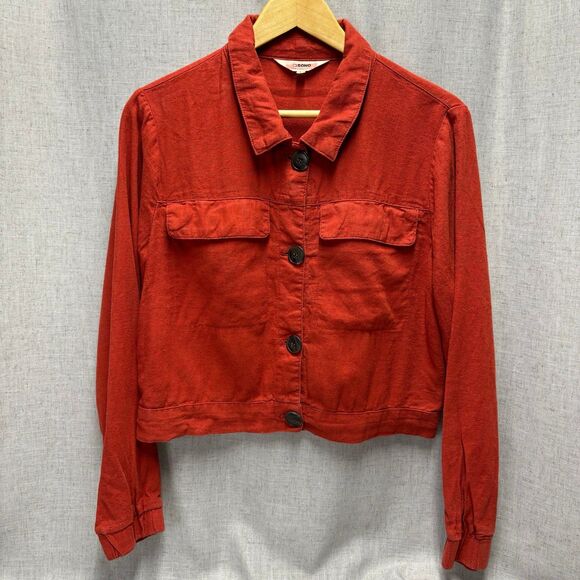 Ci Sono-Linen Collection Button Down Long Sleeve Crop Top Burnt Orange Women's L - Picture 5 of 12